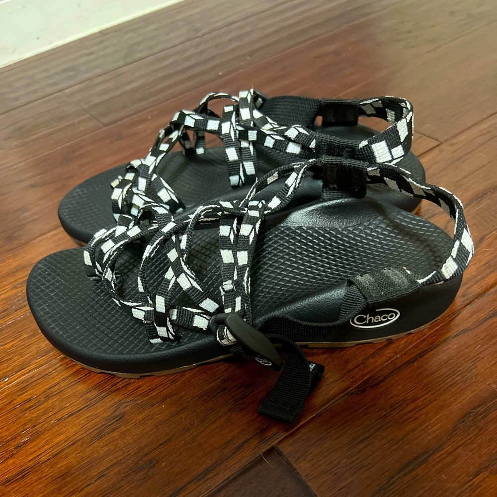 Black and white Chacos